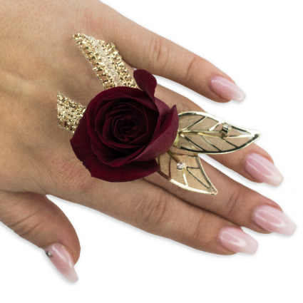 Ruby Metallic Floral Ring 