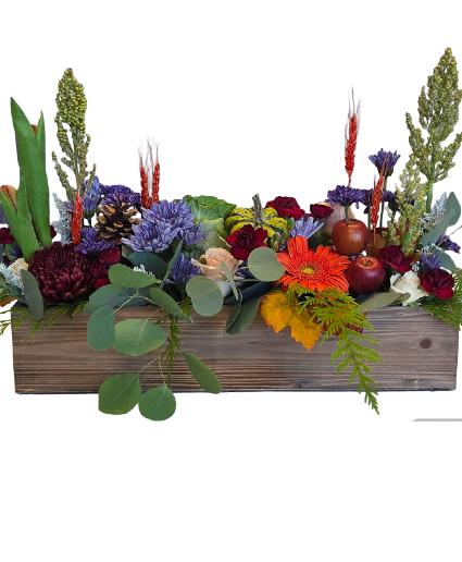 Rustic Blues Wooden Box arrangement 