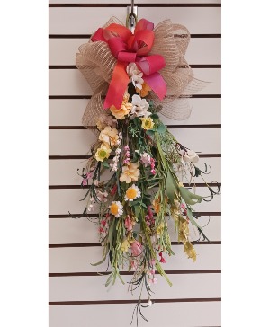 Rustic Spring Door Swag Artifical Flowers 