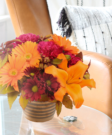 Rustic Orange and Cranberry Lifestyle Arrangement in Clifton, NJ | Days Gone By Florist