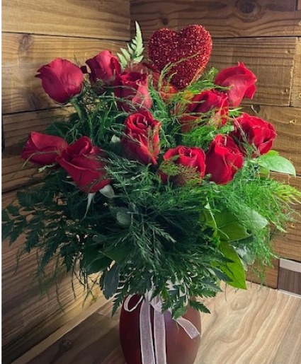 Rustic Roses with embelishments Vase