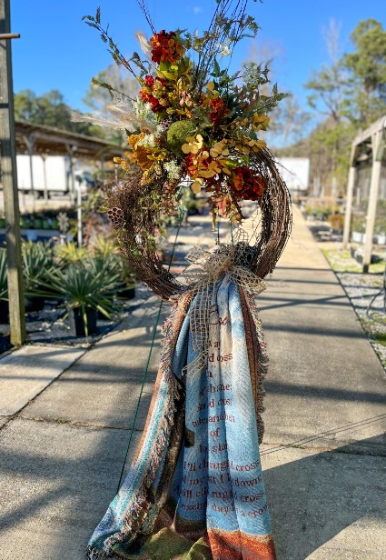 Rustic Wreath with Throw sympathy keepsake