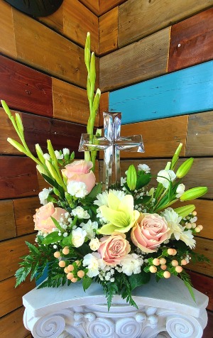 Crystal Cross small  sympathy arrangement