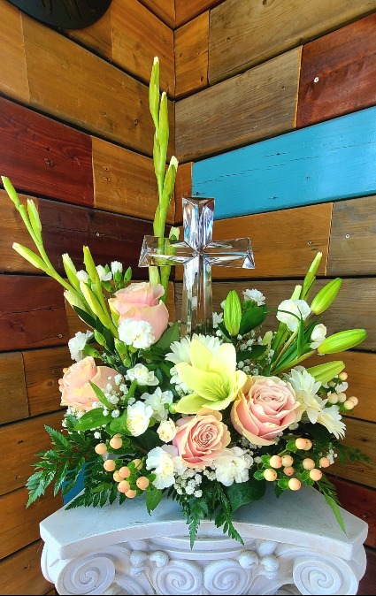 Crystal Cross small  sympathy arrangement