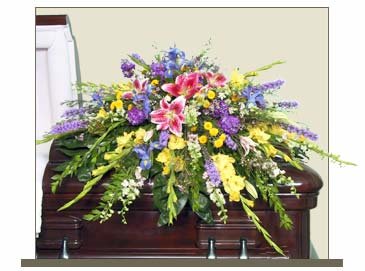 RESTFUL GARDEN CASKET SPRAY of Funeral Flowers in Albany, NY | Ambiance Florals & Events