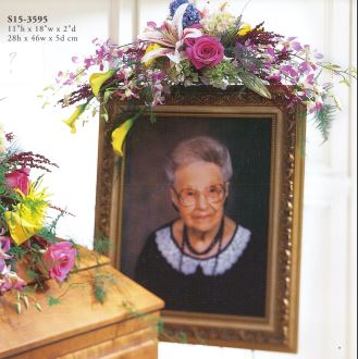 S15-3595 Swag Floral Picture Topper Cremation & Memorial (frame not included)