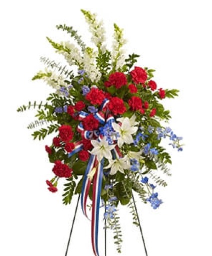 T240-2a Sacred Duty Spray in Beaufort, SC - CAROLINA FLORAL DESIGN