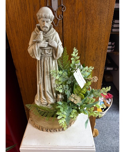  Saint Francis Statue & Greenery Keepsake