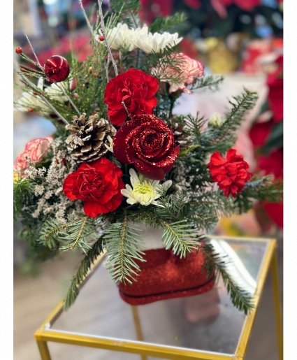 Santa boot Christmas arrangement 