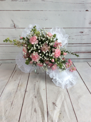 Satin Cross with Fresh Flowers 