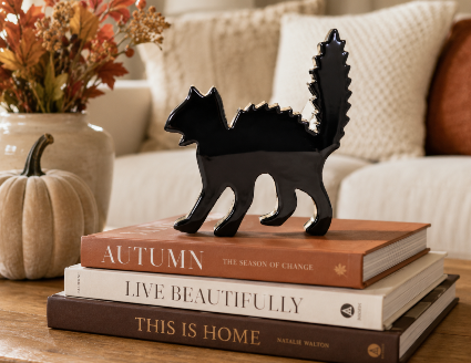 Scared Black Cat Statue 