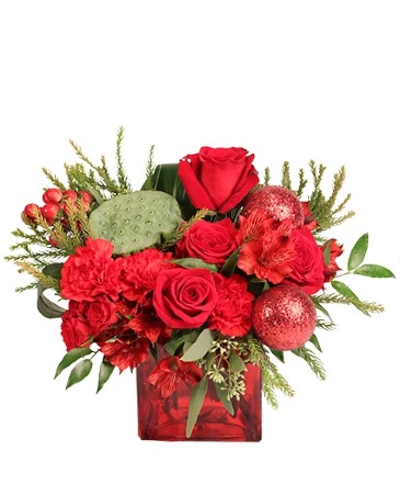 Scarlet Celebration Vase Arrangement in Darien, CT | DARIEN FLOWERS