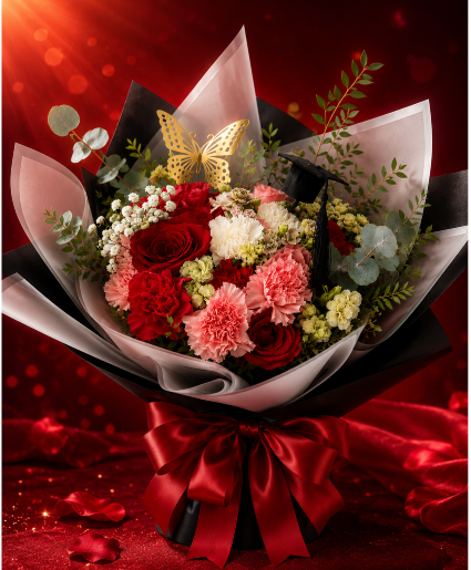 Scarlet Graduation Glow Call Us for Faster Service & Daily Specials: (915) 303-8500 Text Us to Order Anytime: (915) 505-3708 Your trusted source for Flowers & Delivery in El Paso TX