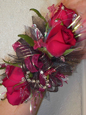 school colors wrist corsage
