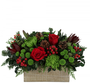 Seasons Greetings Christmas Arrangement(Black Rectangular container)