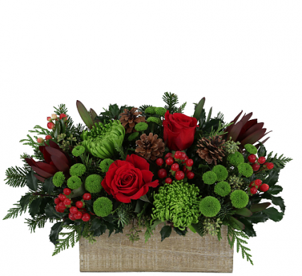 Seasons Greetings Christmas Arrangement(Black Rectangular container)