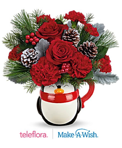 SEND A HUG NORTH POLE PENGUIN CHRISTMAS ARRANGEMENT