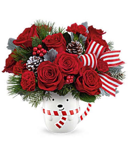 Send a Hug Snowman Mug Bouquet holiday