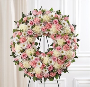 Serene Blessings™ Pink & White Standing Wreath 