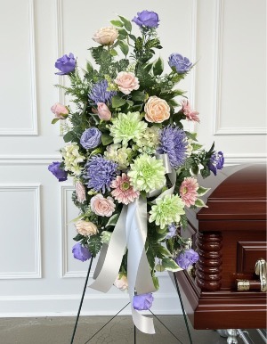 Serene Pastel Harmony Silk Standing Spray SS-111 Sympathy Silk Arrangement