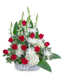 Serene Sanctuary Basket Flower Arrangement