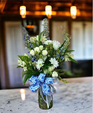 Serene Summer Sky Floral Arrangement