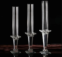 Set of 3 Crystal tall stands with Tapered candles  