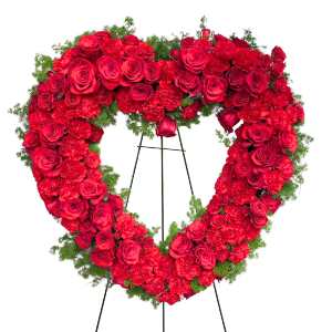 SF Loving Heart Wreath Standing Spray