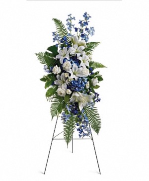 Shades of Blue and White Standing Spray 