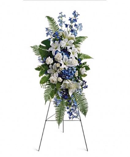 Shades of Blue and White Standing Spray 
