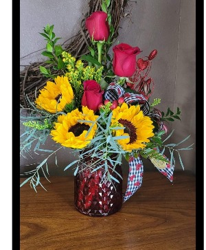 She's a little country Vase arrangement 