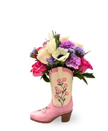 She's Gone Country Flower Arrangement in Ceramic Boot Vase