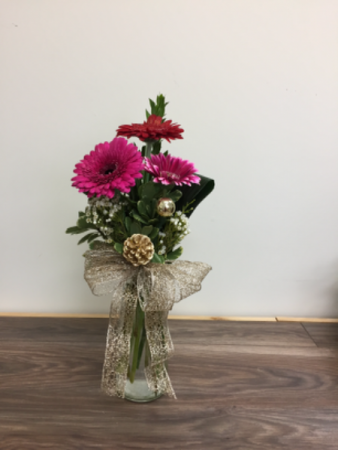 Shimmering gerbs Christmas arrangement
