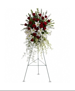  Shown: Traditional Lily and Rose Tribute Spray 