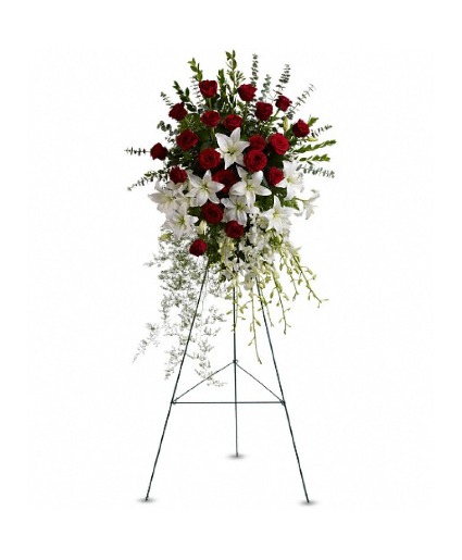  Shown: Traditional Lily and Rose Tribute Spray 