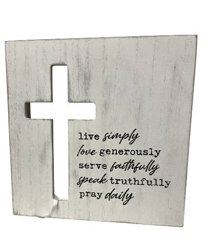 Sign with Cross & Prayer Gift