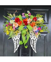 Colorful Blooms Angel Wings Silk Arrangement