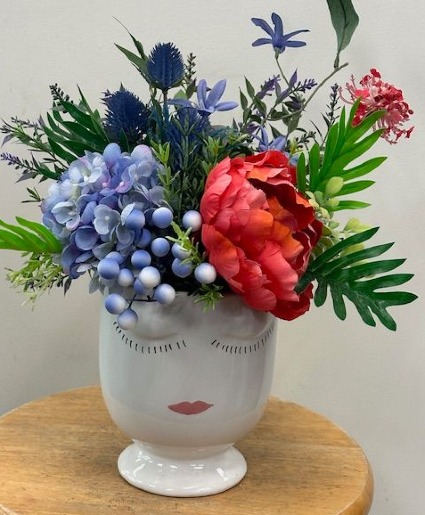 Silk Arrangement in Face Pot 