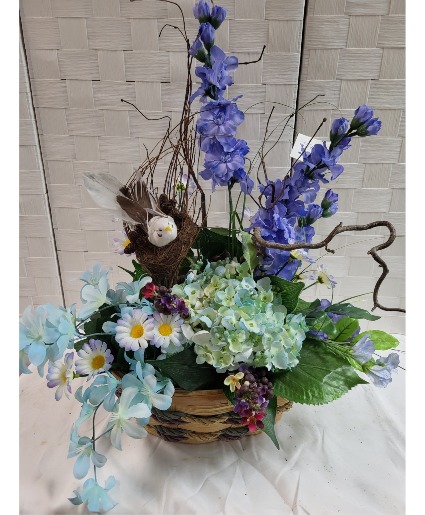 Silk basket centerpiece  Silk