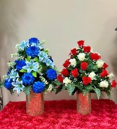 SILK CEMETARY CONE ARRANGEMENTS 