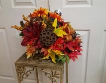 Silk Fall Cornicopia  Fall and Thanksgiving Centerpiece