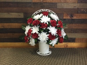 Silk Floral Basket Silk Grave Arrangement 