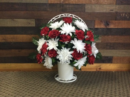 Silk Floral Basket Silk Grave Arrangement 