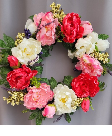 Silk Peonies Silk Wreath