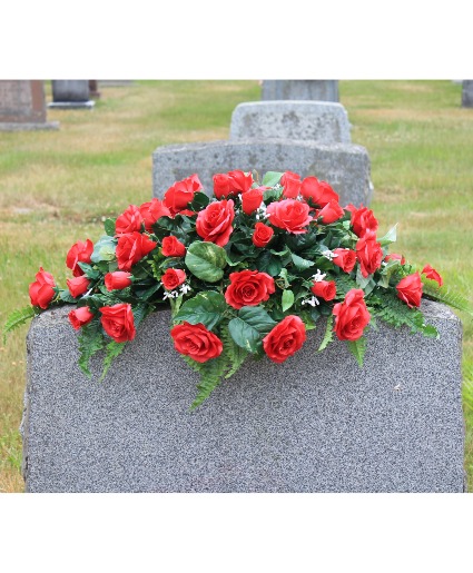 Silk Red Rose Headstone Saddle 