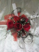 Silk red rose Wrist Corsage