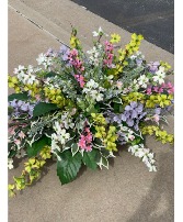 Silk Saddle Headstone Floral Arrangement