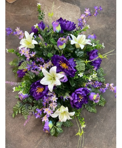 Silk Saddle Headstone Flower Arrangement