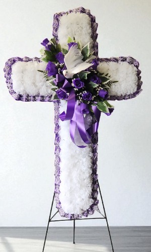 Silk Sympathy Cross - Large Funeral Flowers