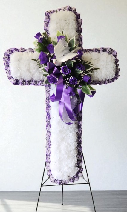 Silk Sympathy Cross - Large Funeral Flowers